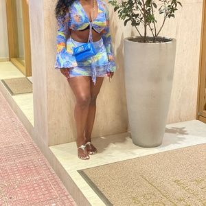 Tropical 2pc Sheer Skirt Set Size M